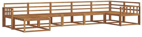 vidaXL Outdoor-Sofagarnitur 7 pcs Natur Massivholz Akazie, Modernes Akazienholz Outdoor-Sofaset, langlebige Gartenmöbel, Flexible Anordnung für die Terrasse, Bequeme Lounge im Hinterhof