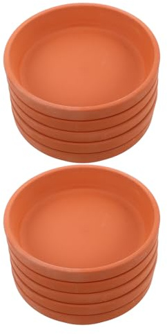 LIFKICH 12 Piezas Bandeja de Terracota Roja Redonda para Macetas de Barro Diseño Recoger Agua y Proteger Superficies en Jardinería