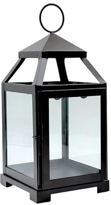 Hosley 12 Inch High Clear Glass and Iron Classic Style Lantern Ideal Gift for Festivities Parties Weddings Aromatherapy and Spa Settings O3