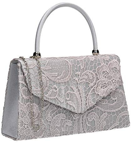 SwankySwans Kendall Damen Clutch, Spitze, elegant, Silberfarben, Einheitsgröße
