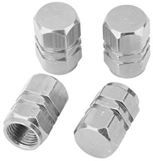 4 x Ventilkappen für Autoreifen, aus Aluminium, für LKW/Pkw, silberfarben
