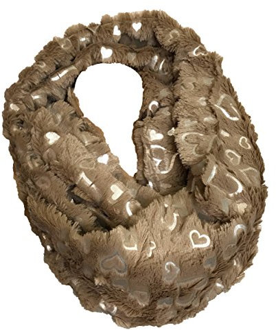 JameStyle26 HERZ HEARTH FLAUSCHIG WARMER WINTER LOOP SCHAL FLEECE SCHLAUCH RUNDSCHAL LOVE (Taupe)