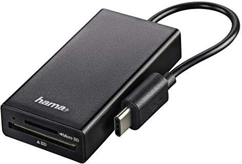 Hama USB-C Kartenleser (SD-/microSD-Karten, Hub mit USB-A-Port, OTG-fähig, USB Type-C für Smartphone/Tablet/PC/MacBook, externes Multi-Kartenlesegerät mit High-Speed-Datentransfer) schwarz