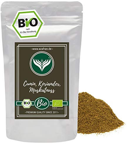 Azafran BIO Cumin Koriander Muskatnuss ayurvedische Gewürzmischung | CKM gemahlen 250g