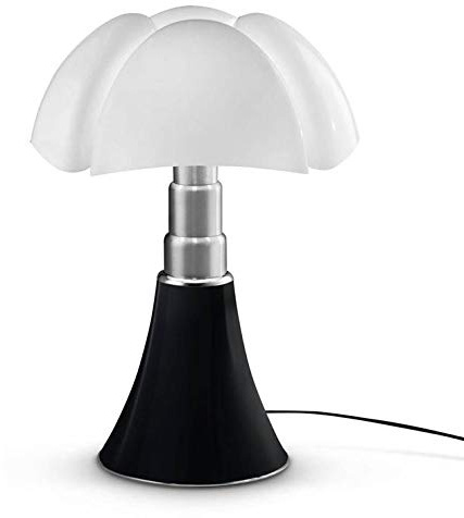 Martinelli Luce Piitrello Leuchtstofflampe, Teleskopfuß, Höhe 66 – 86 cm, Schwarz, matt, Design von Gae Aulenti