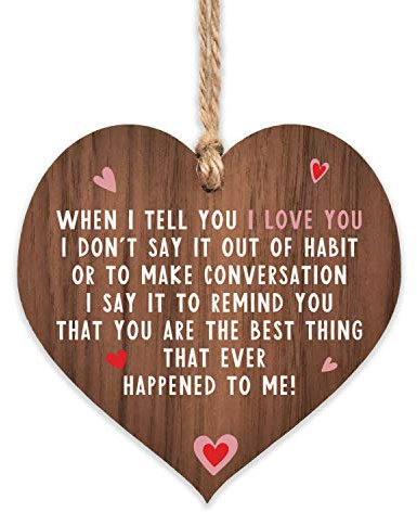 I love you plaque | gifts | heart for her | signs hanging girlfriend boyfriend women | wooden keepsake sign gift | wife anniversary mum hearts | plaques with sayings