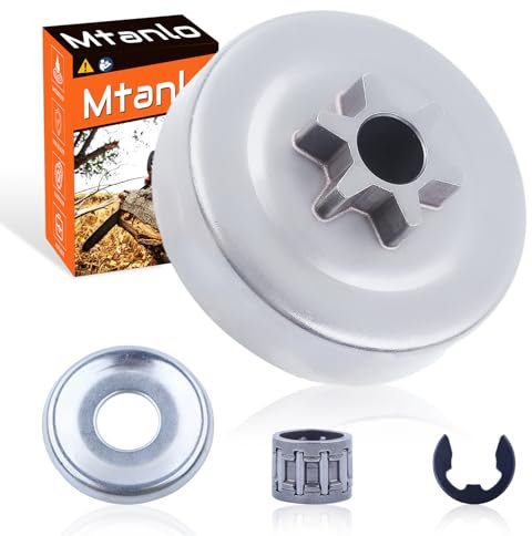 Mtanlo Tambour d'Embrayage pour Stihl MS171 MS181 MS211 Pièces de Rechange pour Tronçonneuse, Kit de Tambour d'Embrayage à Pignon 3/8 - 6T avec E-clip Roulement à Aiguilles Rondelle