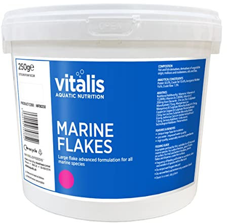 Vitalis Marine Flakes Fischfutter für Teich & Aquarium | Flocken-Futter Fischfutterflocken für alle Fische | Gesund & gut verdaulich | Meerwasser & Süßwasser (250g)