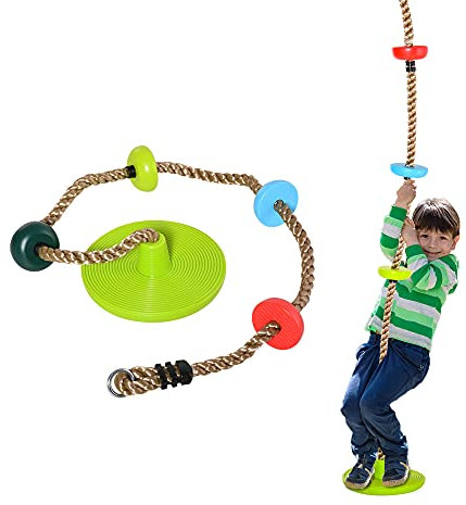 HOMCOM Schaukel Kletterseil für Kinder Kletterschaukel Baumklettern mit Plattform hängender Baum Scheibe für 3-12 Jahre 200 x 29 cm