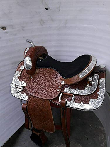 Equestrian Universe Western Fully Show Selle avec canchos d'angle argentés et tapis de selle