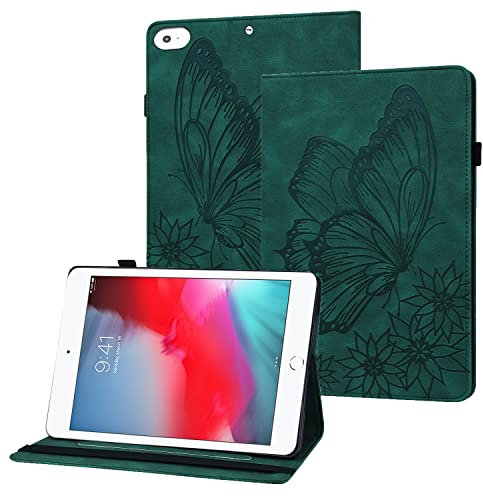 Rostsant iPad Mini 1/2/3/4/5 Case Embossed Butterfly PU Leather Case Wallet Pen Holder Tablet Protective Case for iPad Mini 7.9 Inch 1/2/3/4/5 - Dark Green