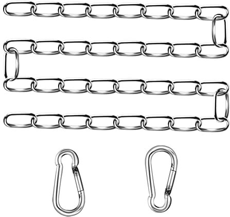 Kette Edelstahl 1m, Edelstahlkette 3mm, Kette mit Karabiner, Gliederkette, Edelstahl Kette, Edelstahl Ketten, Boxsack Kette, Kette Stahl für Hängesessel, Hängematten und Hängematten, Sandsäcke etc.