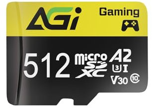 AGI TF138 Micro SD Karte 512GB Speicherkarte mit Adapter, MicroSDXC, UHS-I, A2, U3, V30, Lesegeschwindigkeit bis zu 98 MB/s für Drohne/DashCam/Kamera/Telefon/Switch/PC/Tablet