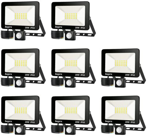 loyal 8er 20W 2000LM LED Strahler mit Bewegungsmelder, IP65 Wasserdicht LED Außenstrahler, Superhell Kalteweiß 6000K Fluter Flutlicht, LED Scheinwerfer für Garten Garage Sportplatz