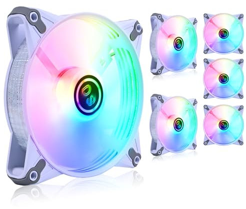 DS Static RGB LED 120MM White Case Fan for PC Cases, CPU Coolers, Radiators System (6 Pack RGB Fans kit, DK Series)