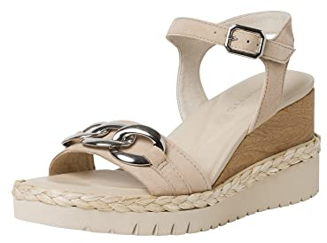 Tamaris Damen Sandaletten, Frauen Sandalen,TOUCHit-Fußbett,hoher Absatz,Sommerschuhe,Freizeitschuhe,offene Schuhe,Strandschuhe,Ivory,39 EU