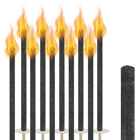 XMTECH Wachsfackeln mit Handschutz Fackeln für Draußen, Brennzeit 100 min, 100% Natürlichem Wachs Fackeln Gartenfackel Garten-Fackeln Extra Langem Griff, für Outdoor Garten Nachtwanderung, 25 Stück