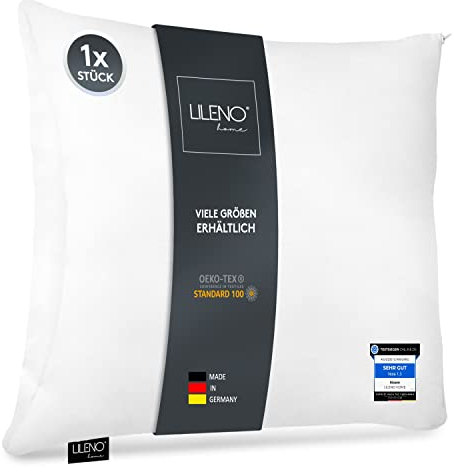 LILENO HOME Microfaser Kissen 40x40 cm [1er Set] bis 95 Grad waschbar mit Reißverschluss - Kopfkissen -Füllung für Bett oder als Deko- - Sofa- & Zier-Kissen