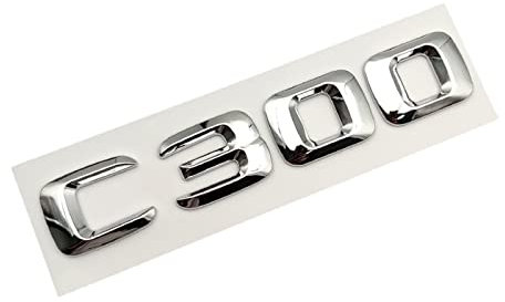 LAZIRO 3D Chrom Auto Buchstaben Kofferraum Emblem Abzeichen Aufkleber for Logo passend for Mercedes Benz C180 C200 C220 C300 C400 W204 W205 Zubehör (Color : C300)