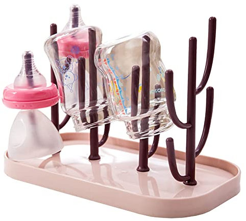 Biberon Etendoir,sèche-biberon Pliable,Egoutte-biberons Arbre,ÉSiphon Biberon,Égouttoir à biberon,bac égouttoir Amovible,pour Les Bouteilles,Tétines,Tasses,Pièces de Pompe et Accessoires (Rose)