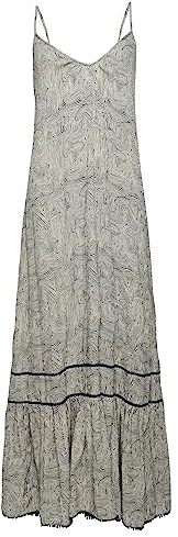 Superdry Damen Langes Trägerkleid Labyrithmuster Marineblau 36