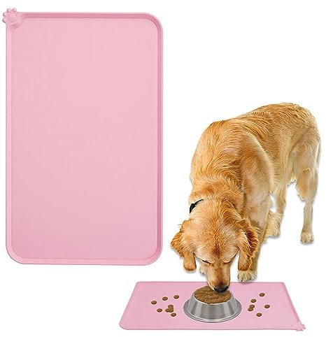 1pcs Pink Pet Feeding Mat (48cm*30cm), Silicone Cat and Dog Feeding Mat, Pet Food Mat, Pet Bowl Tray, Non-slip and Waterproof, Suitable for Dogs and Cats