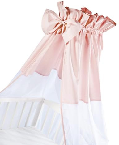 Albero Mio Baldachin mit Schleife | Universal Baldachin | Baby Baldachin | Babybett-Baldachin | 200x150 cm | Für Jungen und Mädchen | schmutziges Rosa