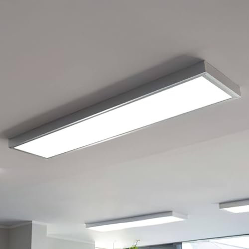 VBLED© Deckenleuchte LED Panel 120x30cm Dimmbar Ultraslim Modern 36W Neutralweiß 4000K Deckenlampe PMMA Lichtleiter inkl. weiß Aufputzrahmen einfache und schnelle installation