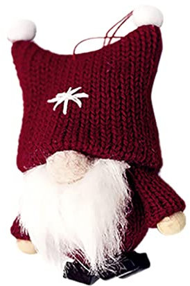 Weihnachtswichtel Anhänger Christbaumschmuck, Weihnachtsengel Klein Figuren Anhänger Weihnachtsbaumschmuck Mini Wichtelmännchen Vintage Tannenbaum Basteln Deko Geschenk Niedlich (Red, One Size)