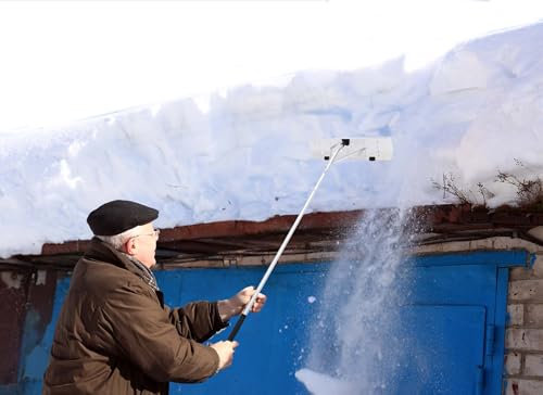 Schneeschieber Effizienter Schneeräumer,Schneeräumer Extra Langer Griff, Schneeräumung Zwei Rad Design, Langlebiges Material, für Dach Innenhöfen Flächen