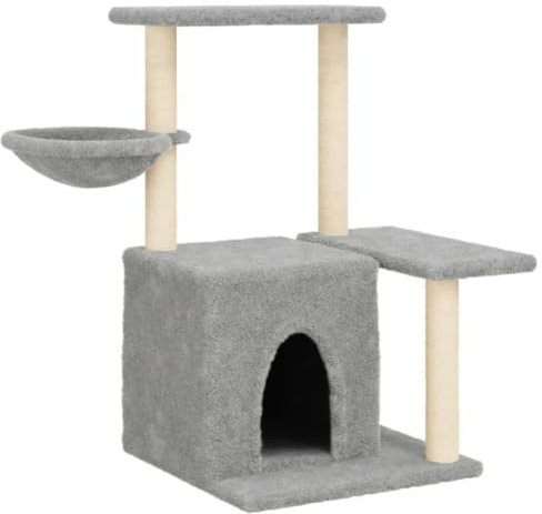 vidaXL Kratzbaum, Katzenkratzbaum mit Sisal-Kratzsäulen, Katzenbaum mit Katzenhöhle Plüsch, Kletterbaum für Katzen, Katzenmöbel, Hellgrau 83cm