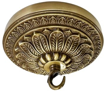 BEQUZON 5.9 inches Brass Ceiling Light Canopy Plate, Antique Mounting Canopy Kit for Pendant Light, Hanging Fixture, Chandelier Plate Cover (Retro)