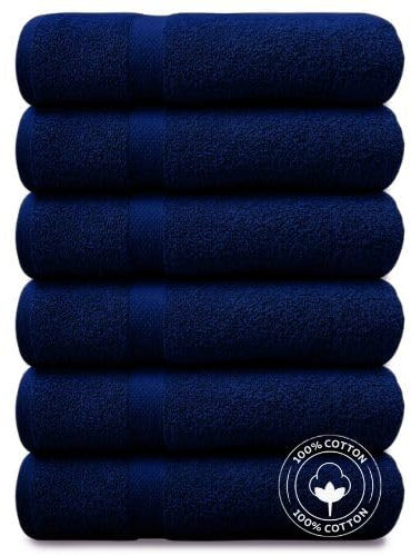 ARC HOME Paquete de 6 toallas de baño de 24 x 48 pulgadas, 100 % algodón, toallas para baño, secado rápido, toallas de hotel, piscina, gimnasio para spa, ligeras, para uso diario, toallas grandes,