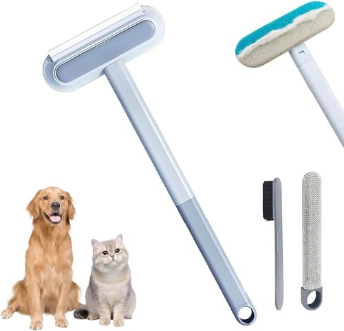 Reusable Pet Hair Remover for Furniture - Washable Dog and Cat Fur Cleaner Brush Pet Hair Removal Tool Dog Hair Removal Broom,4 in 1 Lint Roller,Pet Hair Removal Tool for Sofa, Pet Bed,Rug