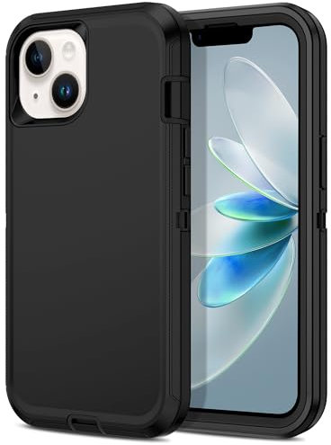 Petocase for iPhone 13 Case Shockproof Dust/Drop Proof 3-Layer Full Body Protection [Without Screen Protector] Rugged Heavy Duty Cover Case for Apple iPhone 13 6.1 inch 2021,Black