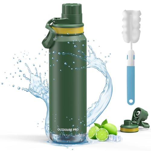 Borraccia Termica, Borraccia in Acciaio Inox- 532 ml, 710 ml, 946 ml, con revestimiento cerámico esmaltado, botella isotérmica para deportes al aire libre, diseño a prueba de fugas (946 ml)