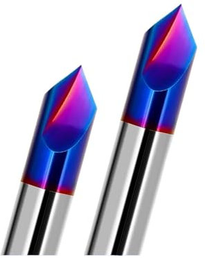 Fasenfräser HRC65 Fasenfräsen 3-12 mm 90-Grad-Hartmetall-Schaftfräser Maschinenfräser Blau beschichtet 2 3 Flöten Fräswerkzeuge(1Piece,D4X50LX90R 2Flute)