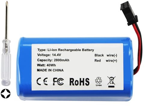 K KYUER 2800mAh Rechargable Batterie pour Ecovacs Deebot D83 Deebot U2 Deebot U2 Pro DGN22 DGN22-11 Robot Aspirateur 220-6225-0020 220-6225-0021 NR18650 M26-4S1P-1 Robot Vacuum Cleaner Battery