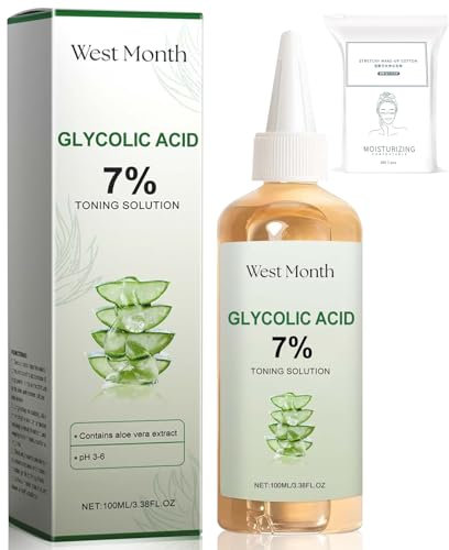Glycolic Acid Toner, Glykolsäure 7% Gesichtswasser,Glykolsäure Tonisierungslösung, Hydrating Toner, Peeling, Unreinheiten, Akne, Feuchtigkeit Spenden und Stärken Sie Ihre Haut