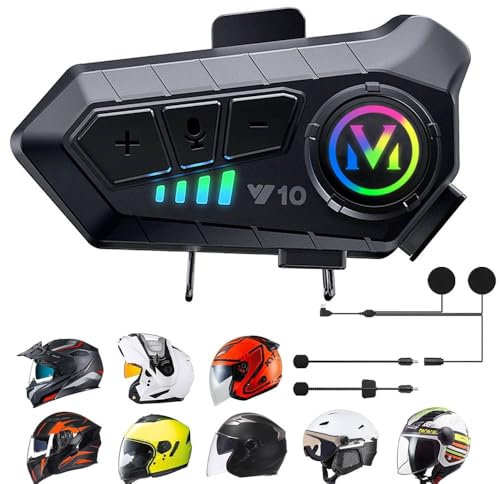 YiYunTE Helmet Bluetooth Headset, Double Noise Cancellation Motorcycle Headphone, Waterproof Motorbike Helmet Speakers with Microphones, Motorcycle Intercom with Communication System for Riding Skiing