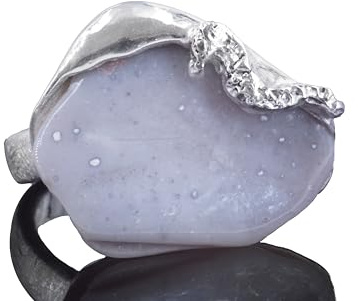 Goldschmiede Silberring seahorse, Ostsee-Stein in massiv Sterling Silber gefasst besetzt mit einem Seepferdchen, Silberschmuck handmade, Ring Silber Damen