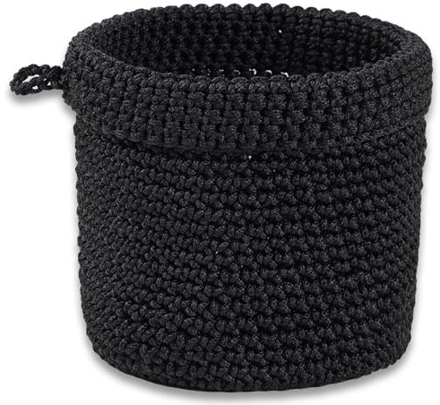 Aufbewahrungsbox, kisten aufbewahrung, Geflochtener Aufbewahrungskorb, Organizer Korb Deko Aufbewahrungsboxen Stoffkörbe, für Wohnzimmer Küche Badezimmer Aufbewahrung, 13x14cm -Schwarz