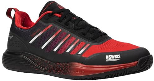 K-Swiss Chaussures de Tennis Ultra Court Padel Sanyo pour Homme, Noir, Anthracite, Rouge Sanyo, 46 EU