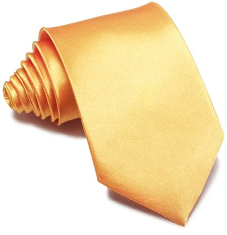 MAIANY Herren Krawatten, Klassische 8 cm Satin-Krawatte in einfarbigem Design, Klassische Hochzeit Krawatte für Büro oder Festliche Veranstaltungen (goldgelb)
