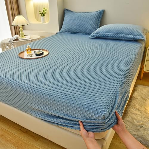 KLUOT Cashmere-Touch Spannbettlaken 200 x 220 + 30 cm Hautsympathisch, Atmungsaktiv Winter Plüsch warme kuschelige Cashmere Touch Bettlaken Fleece Plüsch Betttuch