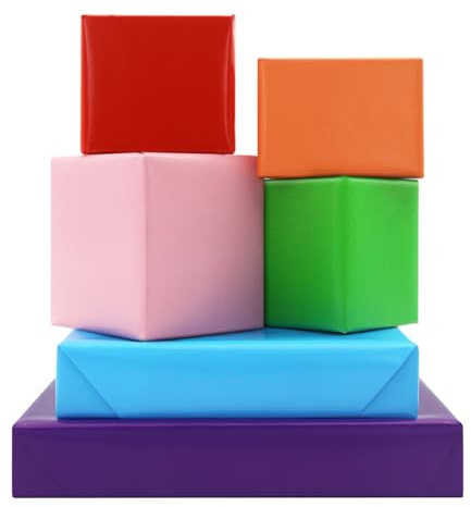 Geschenkpapier in 6 Farben, einfarbig, Regenbogenfarben, 6 gefaltete Bögen, bunt, glänzend, Geschenkpapier für Mädchen, Kinder, Geburtstag, Babyparty, Hochzeit, Weihnachten, Party, 50,8 x 71,1 cm