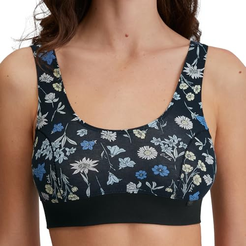 CALIDA Elastic Trend Spec. Bustier Damen, mit breitem Softbund, atmungsaktive und weiche Single Jersey-Qualität Black Print 40-42