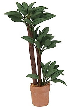 BESTonZON Miniature Potted Plant in Ceramic Pot 1/12 Scale Mini House Decor Mini Green Ficus Bonsai Iron Wire Stem