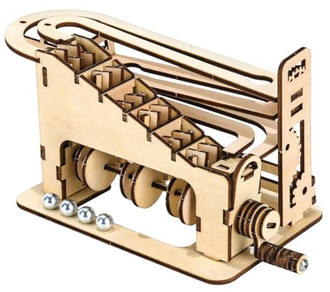 Graplan 3D Puzzle Holz Murmelbahn Trackball Modell Bausatz, Holzpuzzle Mechanische Kugelbahn, Holzbausatz Kinder, Holzbauset zum Geschenk für Kinder und Erwachsene (Modern)