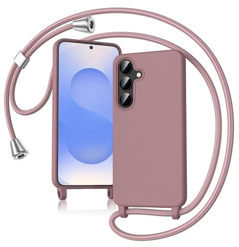 Keteen Handyband hülle für Samsung Galaxy A56 5G Handyhülle mit Band, Slim Silikon Samsung A56 5G hülle mit Abnehmbar Kordel, Stossfest Cover zum Umhängen Necklace Handyhülle für Samsung A56 5G-Pink